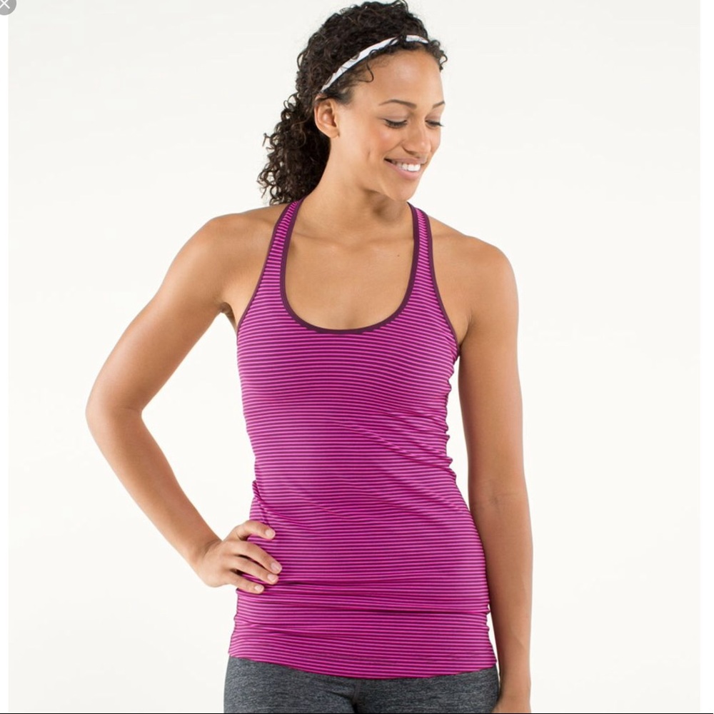 Lululemon hyperstripe Rasberry Glo Racerback tank - Picture 2 of 5
